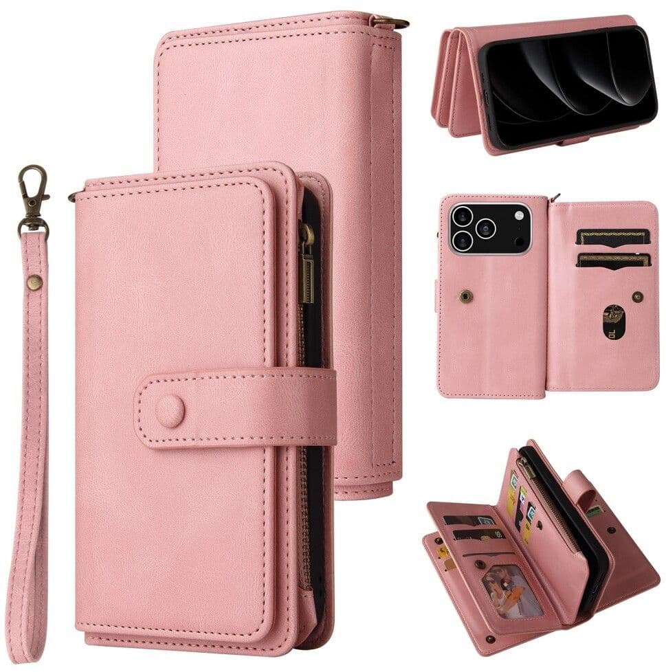 Trolsk Lommebokdeksel 9 Kort med Myntlomme (iPhone 17 Pro/18 Pro) - Rosa
