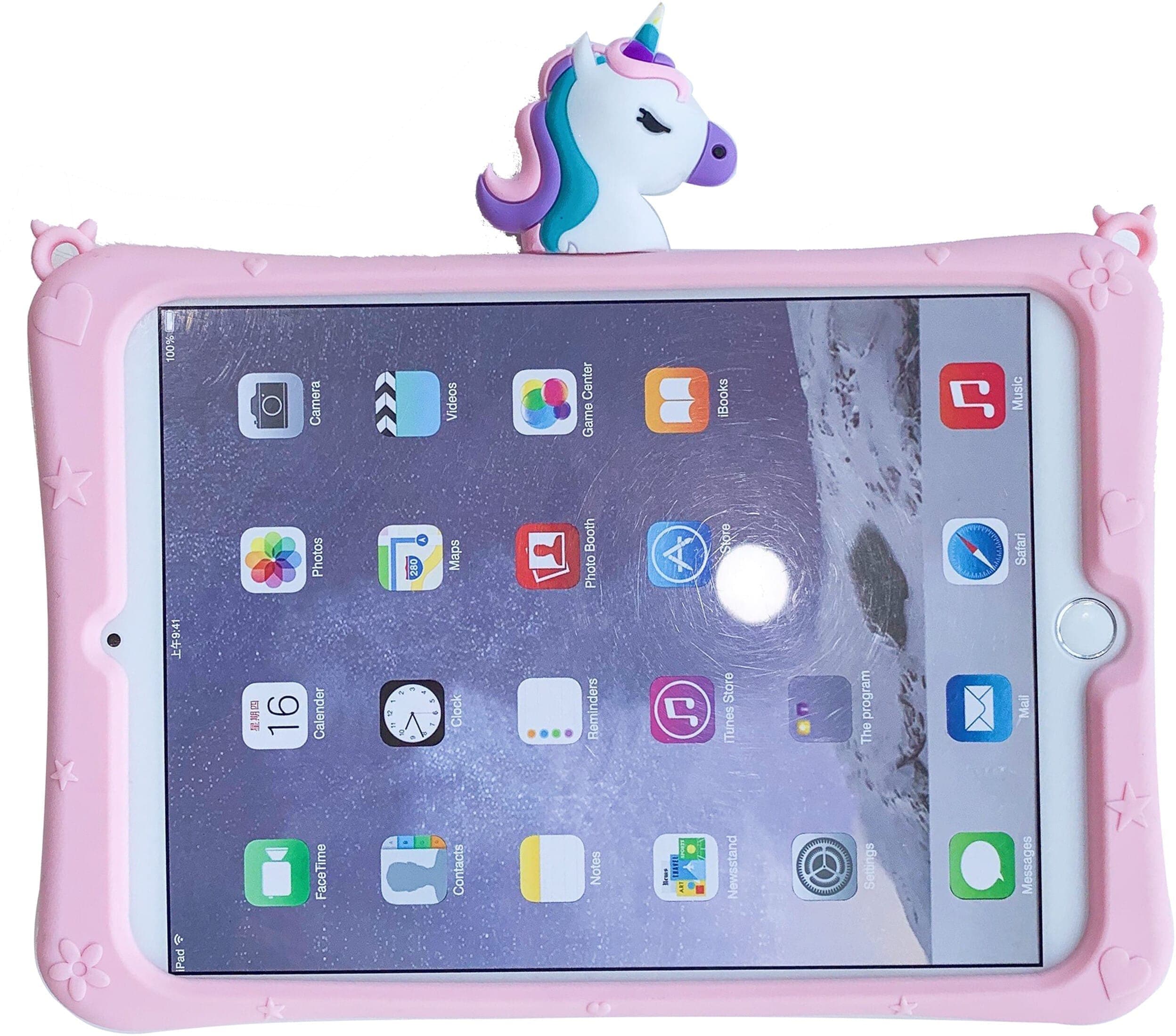 Trolsk Barnedeksel med Reim - Søt Rosa Enhjørning (iPad mini 7/6)
