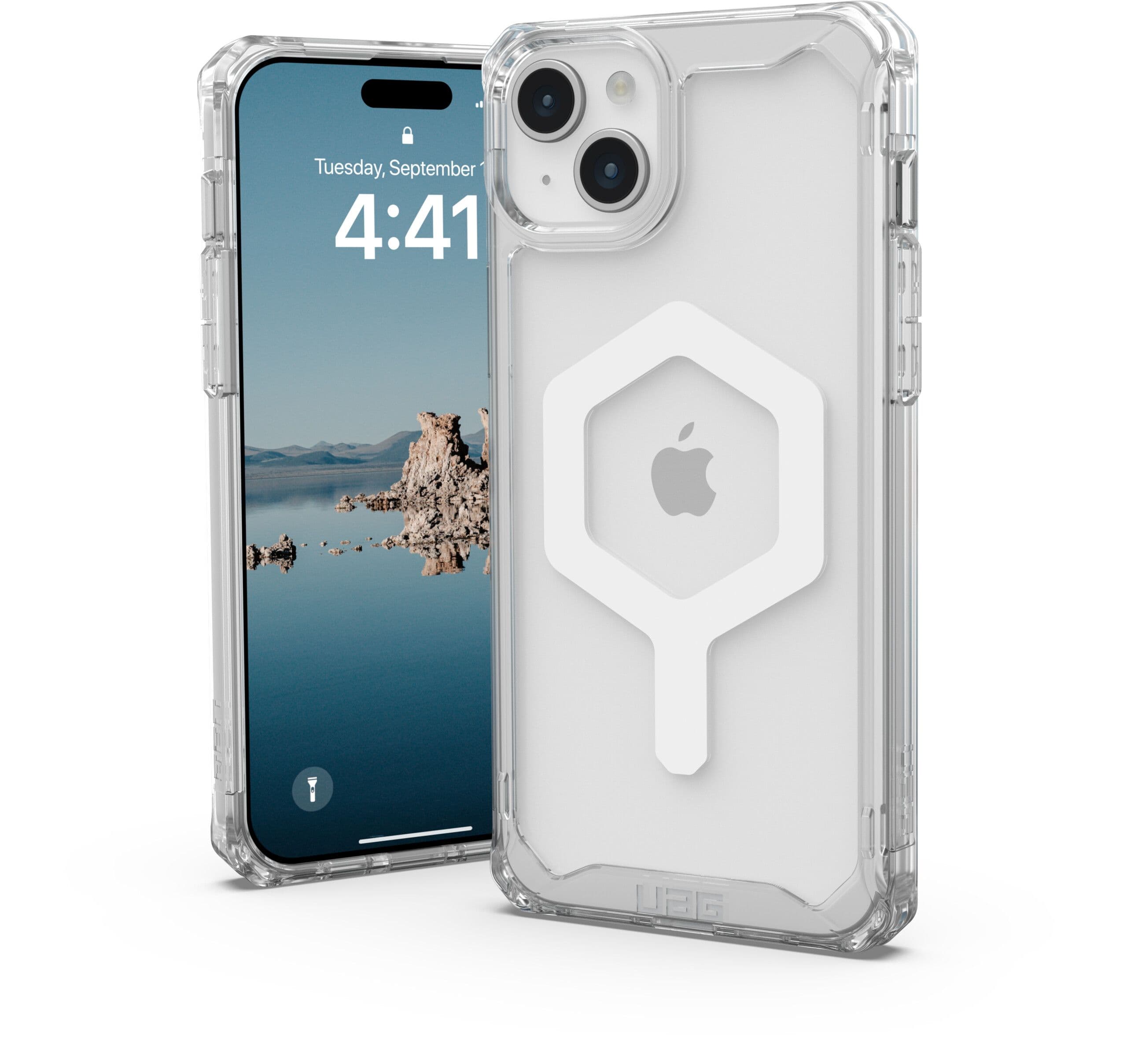 UAG Plyo-deksel med MagSafe (iPhone 15 Plus) - Gjennomsiktig/vit