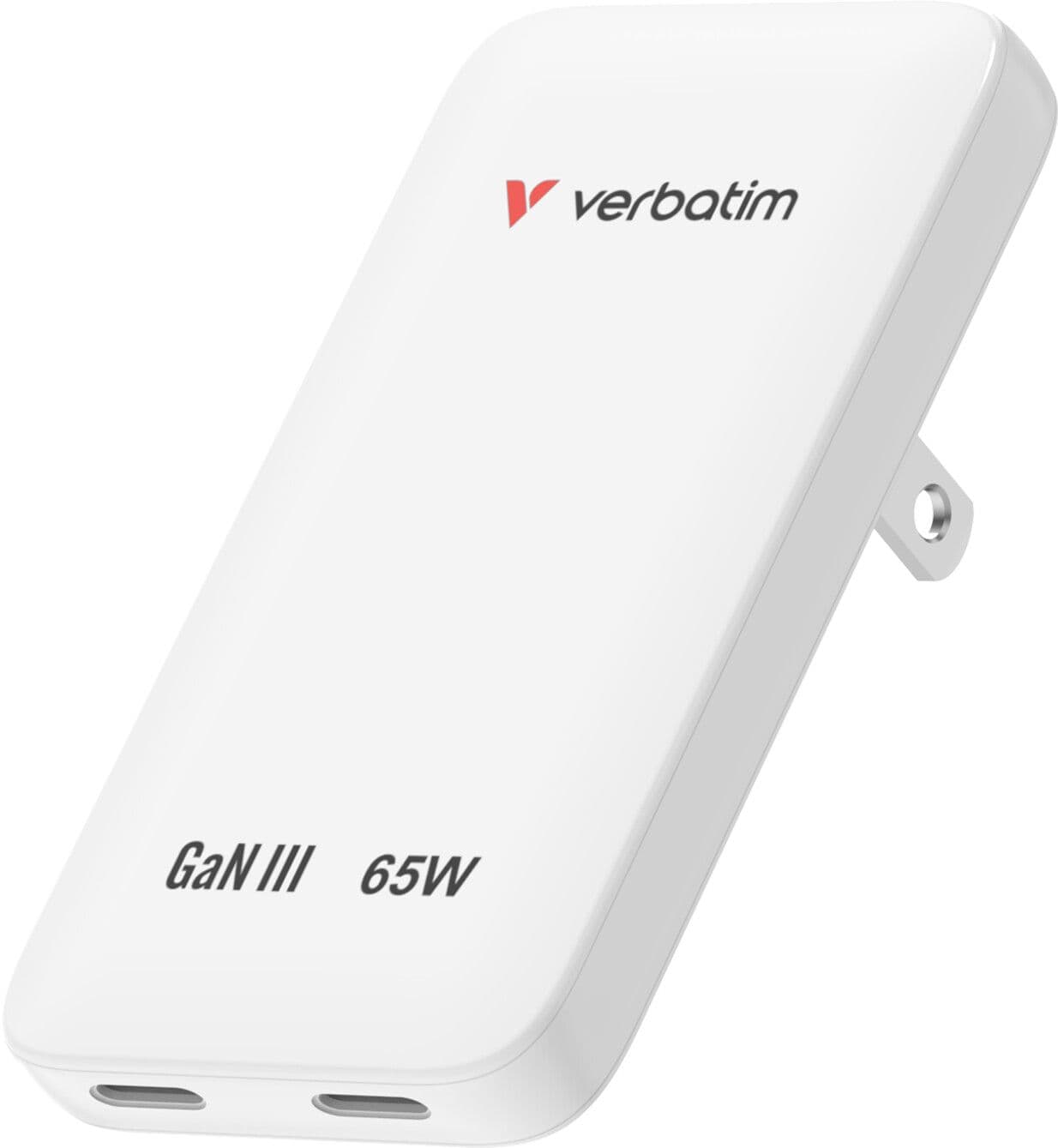 Verbatim Essentials Slim GaN Vegglader 65W - Vit