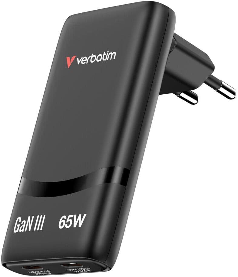 Verbatim Fold 'n' Go GaN Wall Charger 65W - Svart