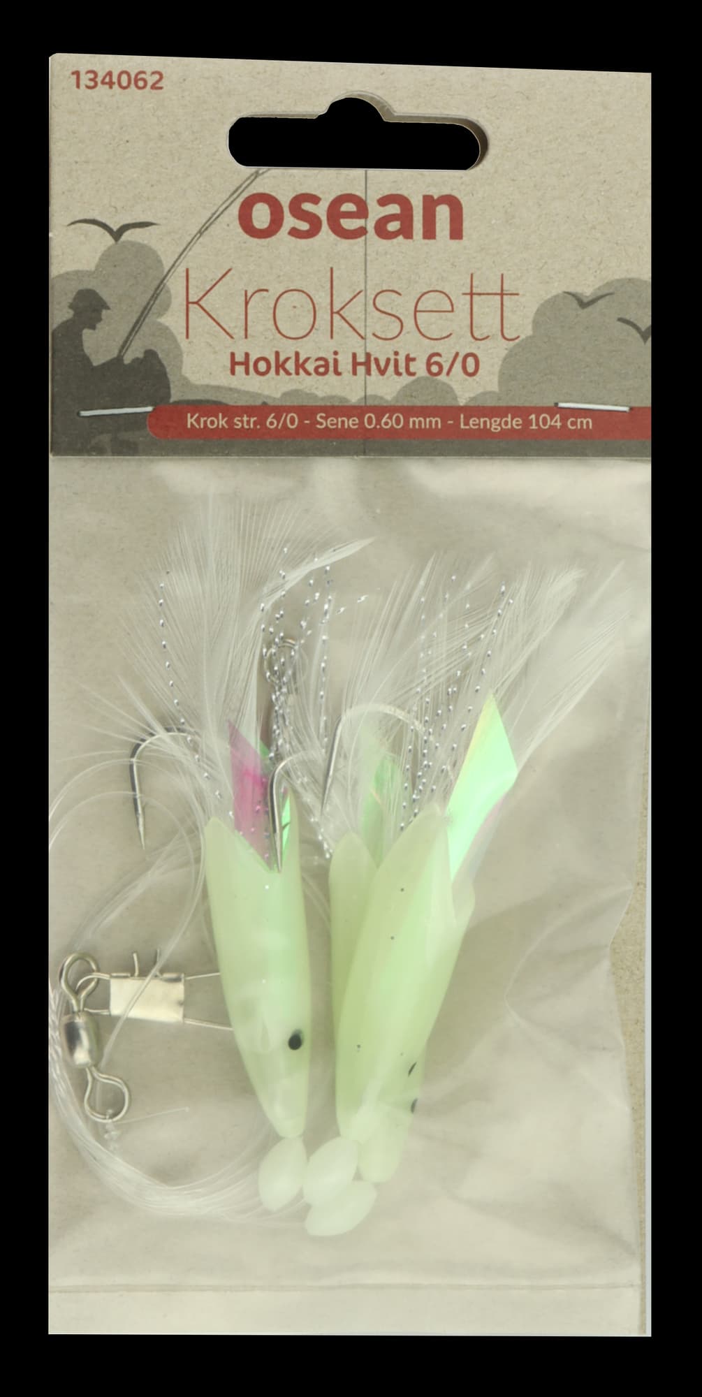 Osean Hokkai hvit - Kroksett - 3 stk - 6/0