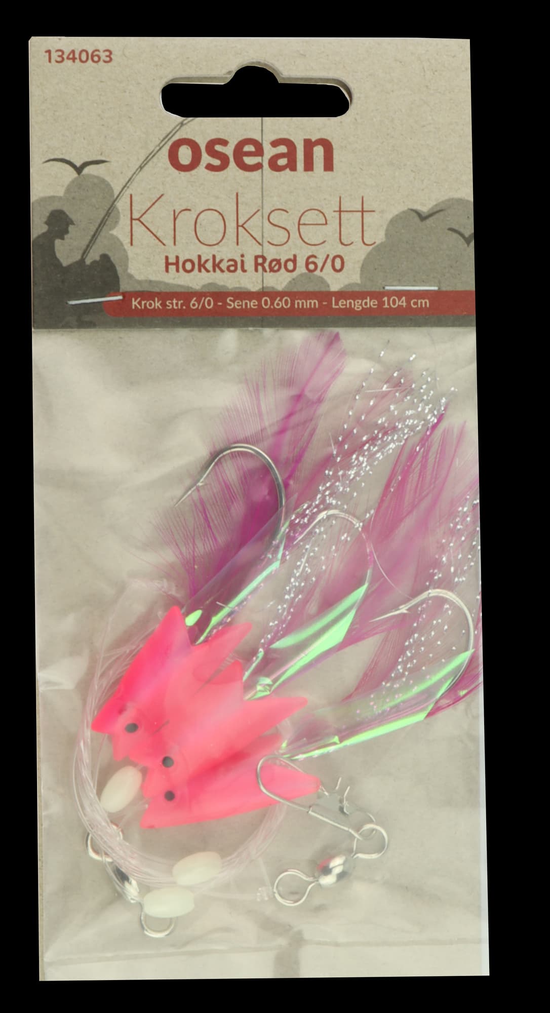 Osean Hokkai rød - Kroksett - 3 stk - 6/0