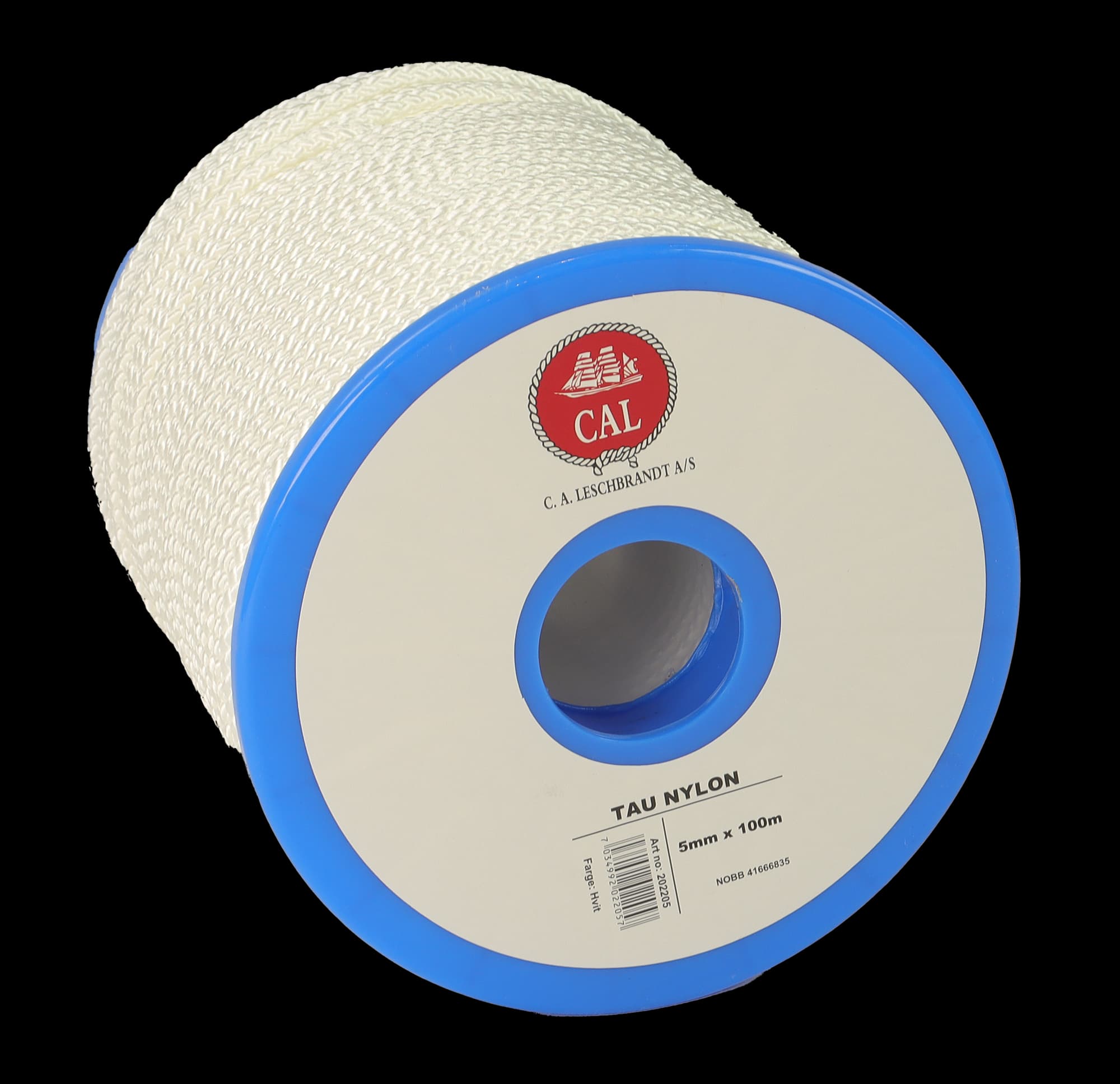 Tau Flettet Nylon - Hvit - 5 mm - 100m - Spole