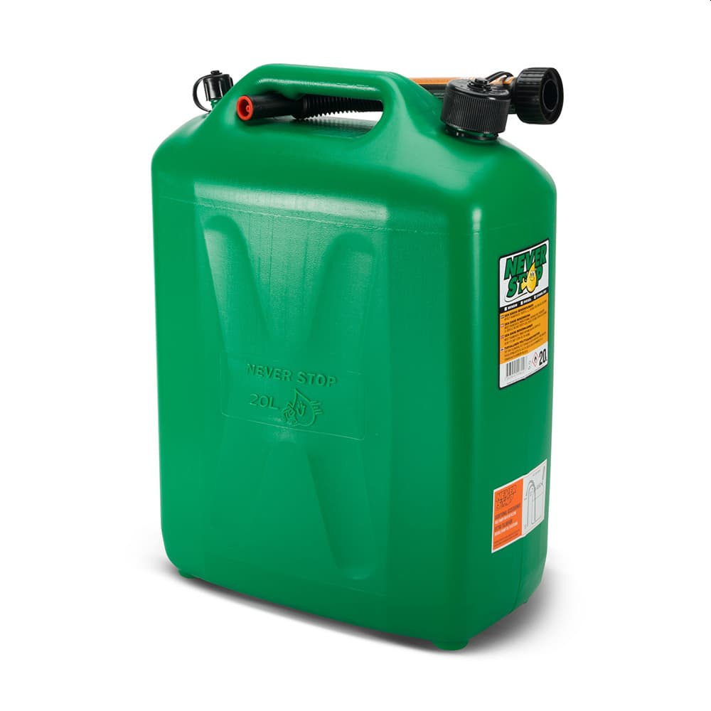 Never Stop Bensinkanne - Grønn - Plast - 20 Liter- Auto stop helletut