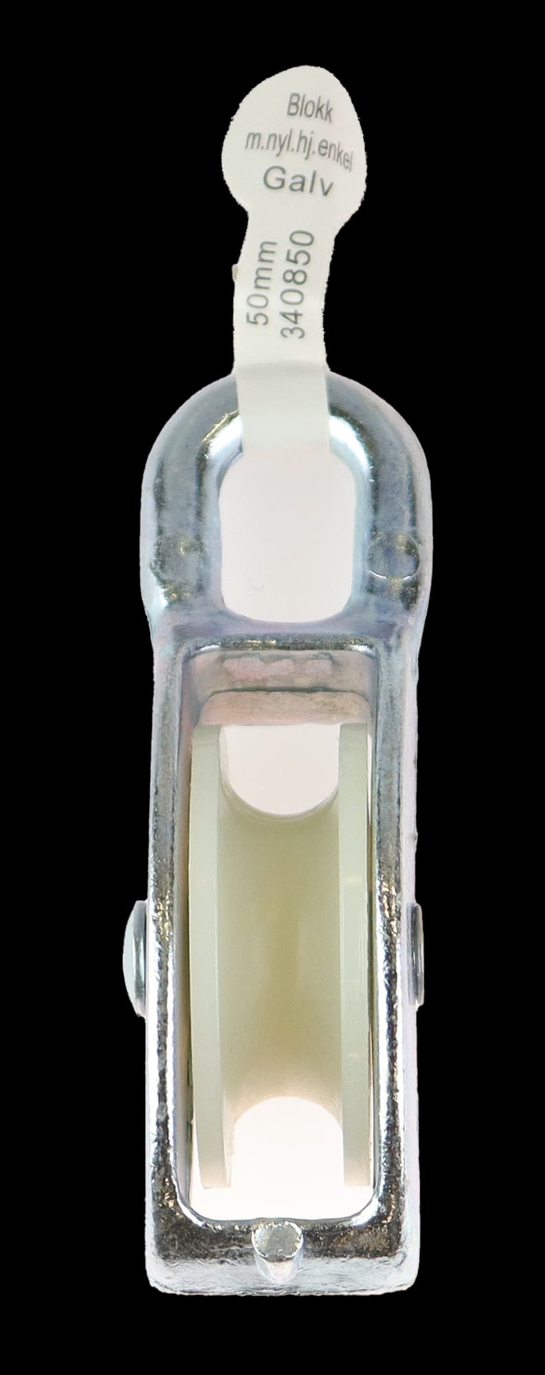 CAL Blokk m/ Nylonhjul - Enkel - Sinklegering - 50mm - 12mm tau