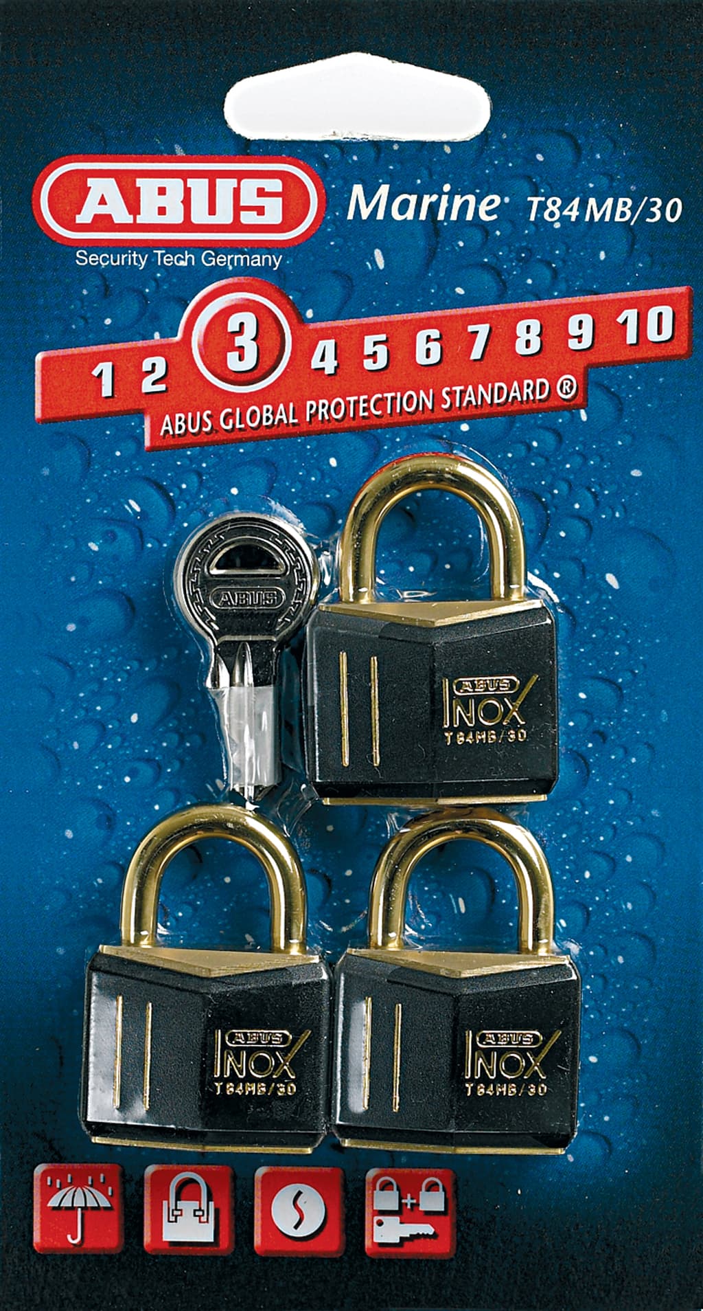 Hengelås Abus Marine Trippel - 3 pk - T84MB C/ES - 30 mm