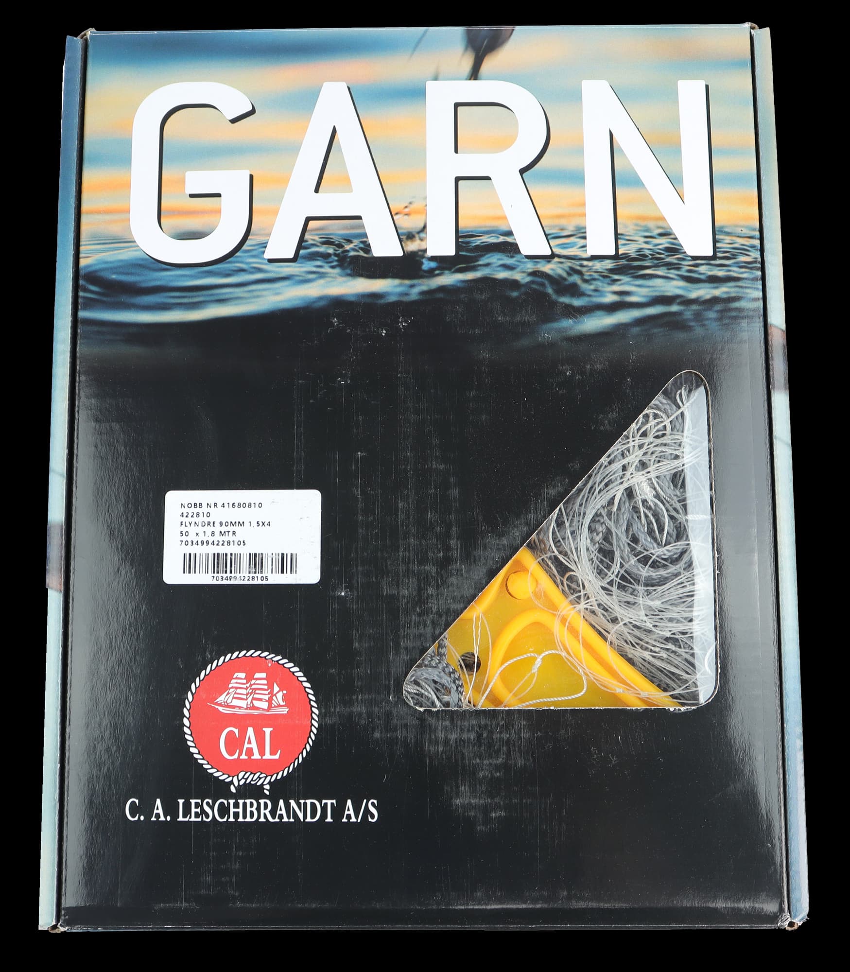 CAL Flyndregarn - 0,28 mm - Blå - 50x1,25 meter - 70 mm