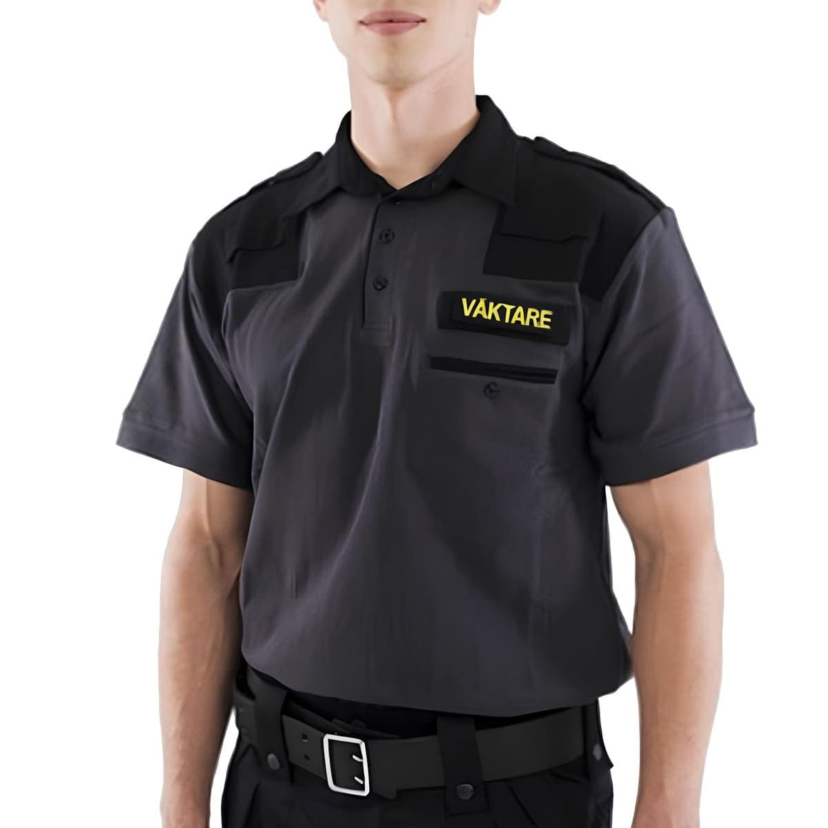 Safety-Sec Väktare Hundförarpiké - Kort Ärm (Color: Grey/Black, Size: XS)