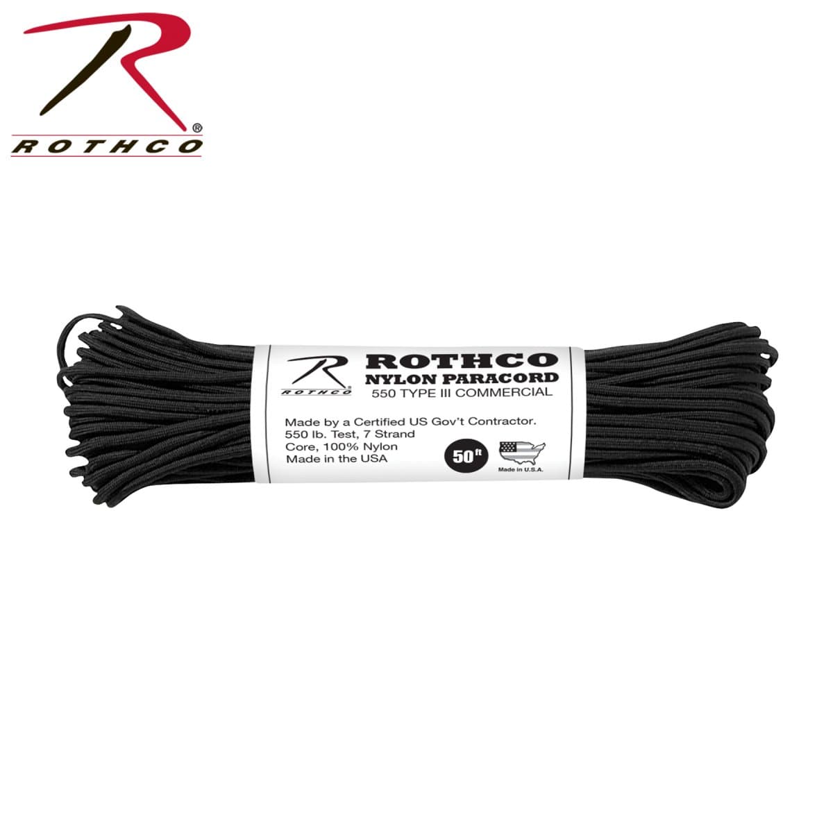 Rothco 550lb Type III Paracord 15m (Color: Black)