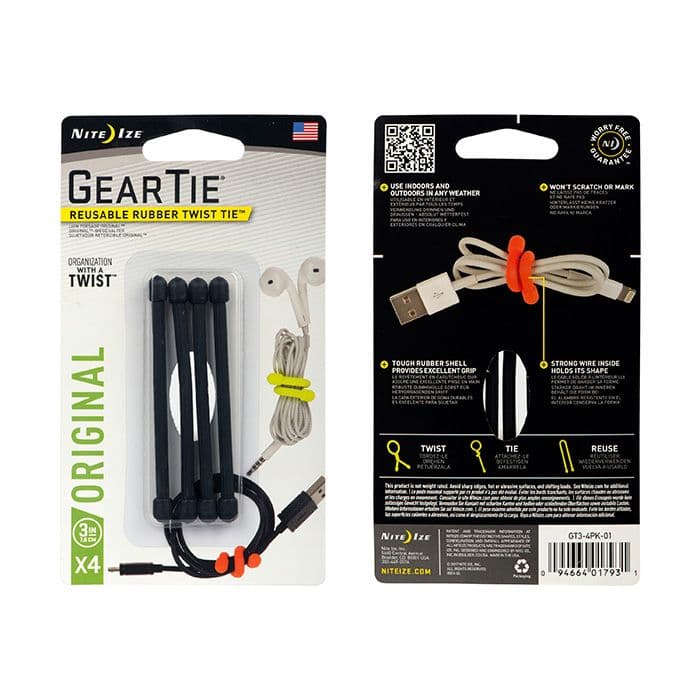 Nite Ize Gear Tie 3 4pcs (Color: Orange)
