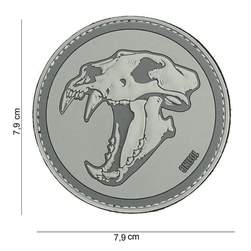 101 INC PVC Patch - Sabertooth Tiger (Color: Grey)