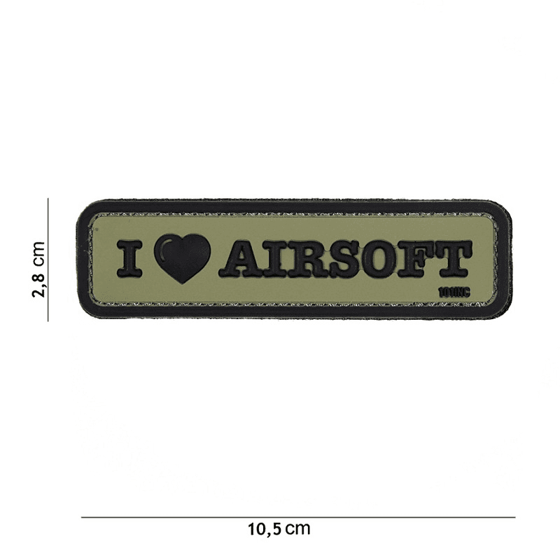 101 INC PVC Patch - I Love Airsoft (Color: Coyote)