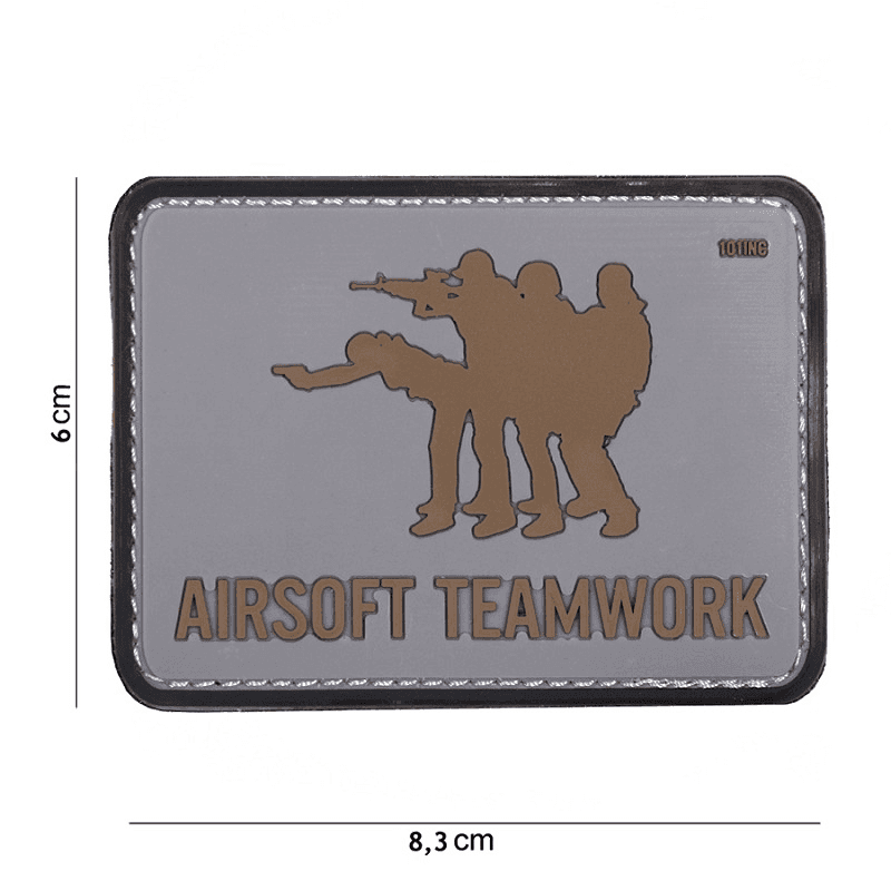 101 INC PVC Patch - Airsoft Teamwork (Color: Grey)