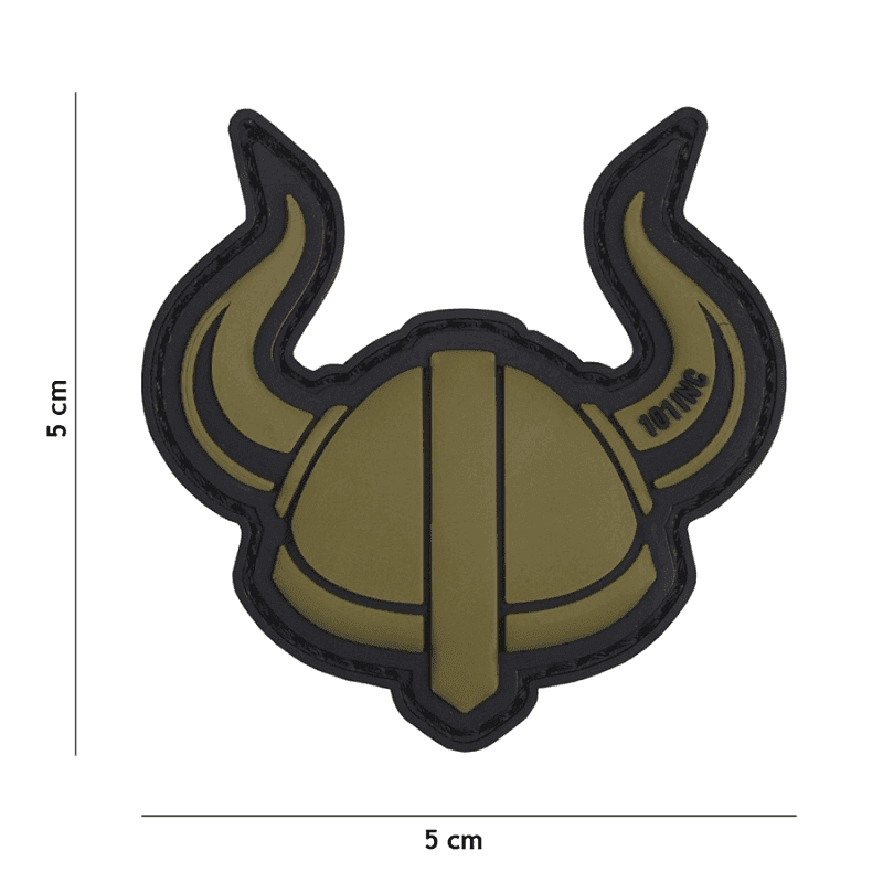 101 INC PVC Patch - Viking Helmet (Color: Green)