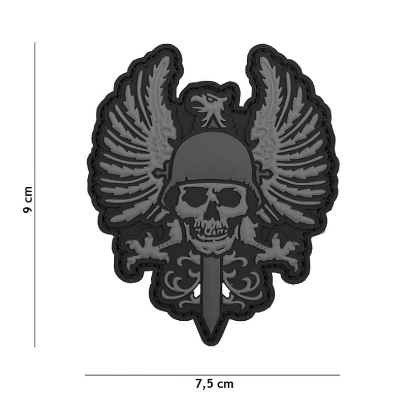 101 INC PVC Patch - Spanish Skull (Color: Grey)