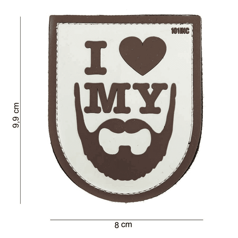 101 INC PVC Patch - I Love My Beard (Color: White)