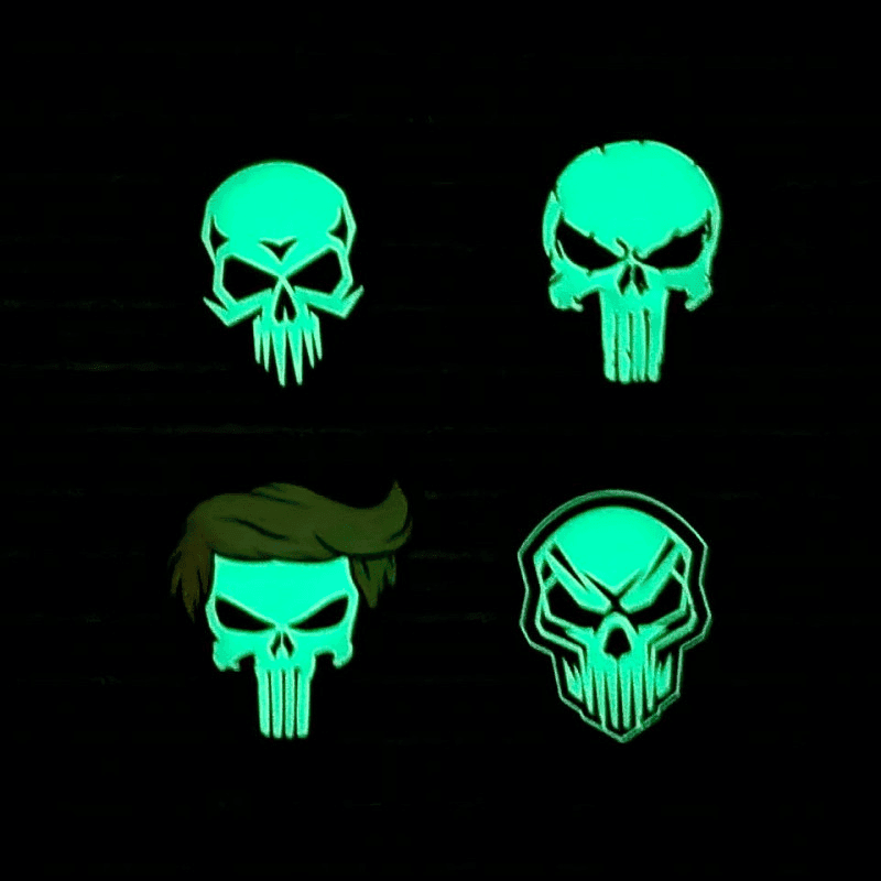 101 INC PVC Glow In The Dark Patch - Skull (Color: Angry Skull)