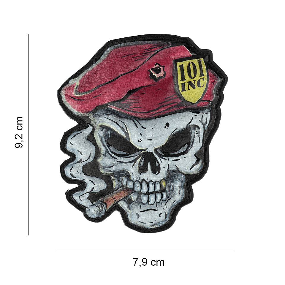 101 INC PVC 3D Patch - UV Skull Red Beret