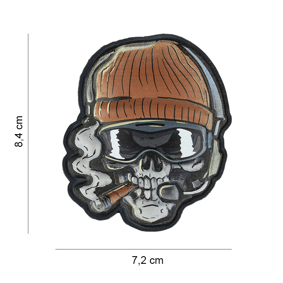 101 INC PVC 3D Patch - UV Skull Beanie Warrior