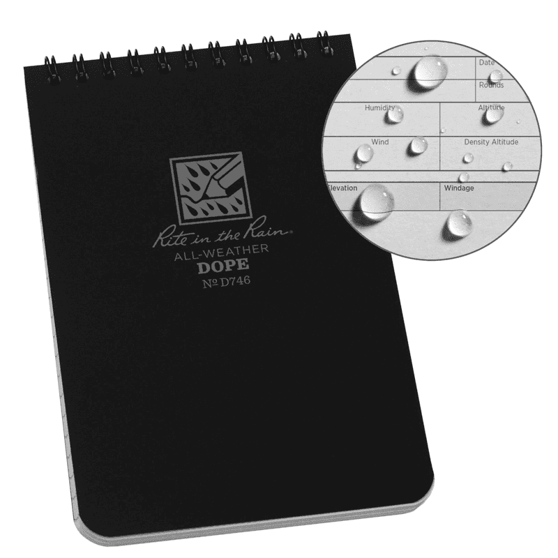 Rite In The Rain Notebook Dope Logbook, 10x15cm - Black