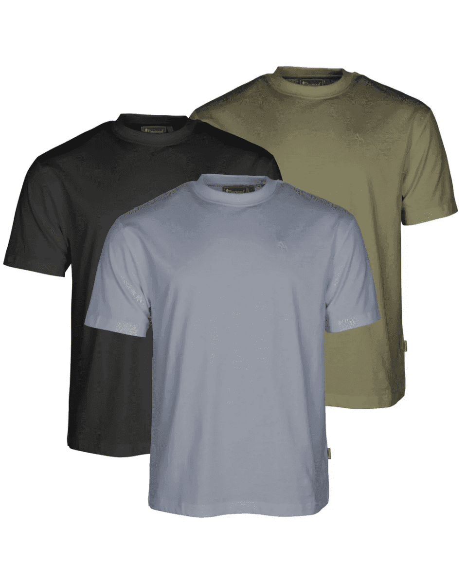 Pinewood T-Shirt 5447 3-pack (Color: Green / H.Brown / Khaki, Size: 2XL)