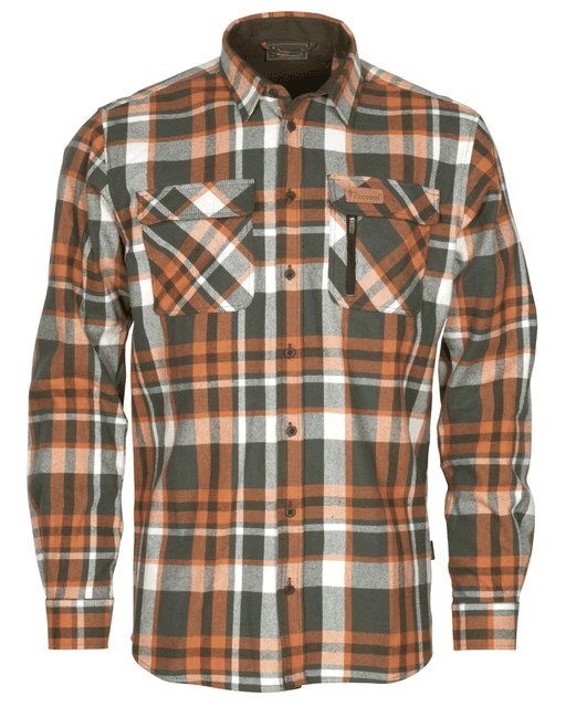Pinewood Lappland Rough Flannel Shirt (Color: Green/Orange, Size: XL)