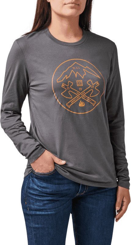 5.11 Tactical Women's Axe Mountain Long Sleeve Tee (Color: Charcoal, Size: Medium)