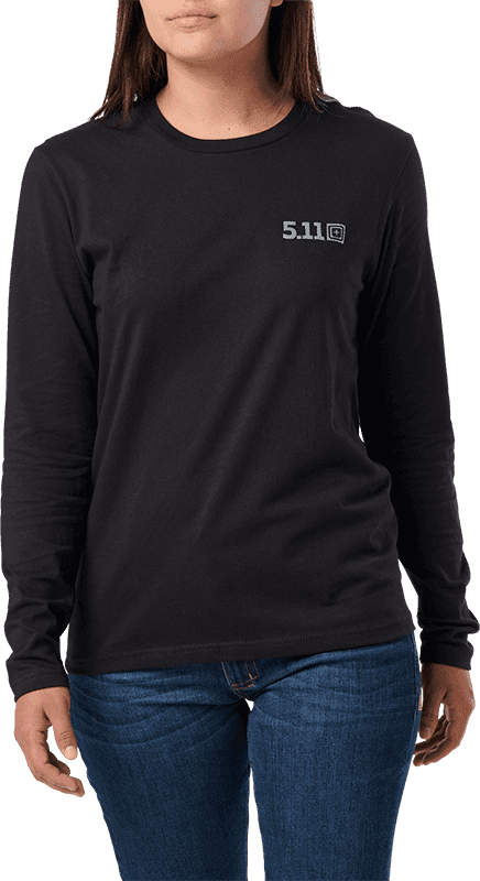 5.11 Tactical Women's All Bark Bite Long Sleeve Tee (Color: Black, Size: Medium)