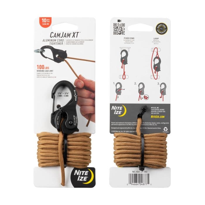 Nite Ize CamJam XT Aluminum Cord Tightener with Coyote Paracord