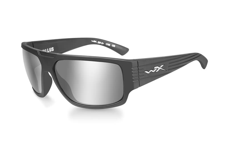 WileyX VALLUS Smoke Grey Silver Flash lens Matte Graphite frame