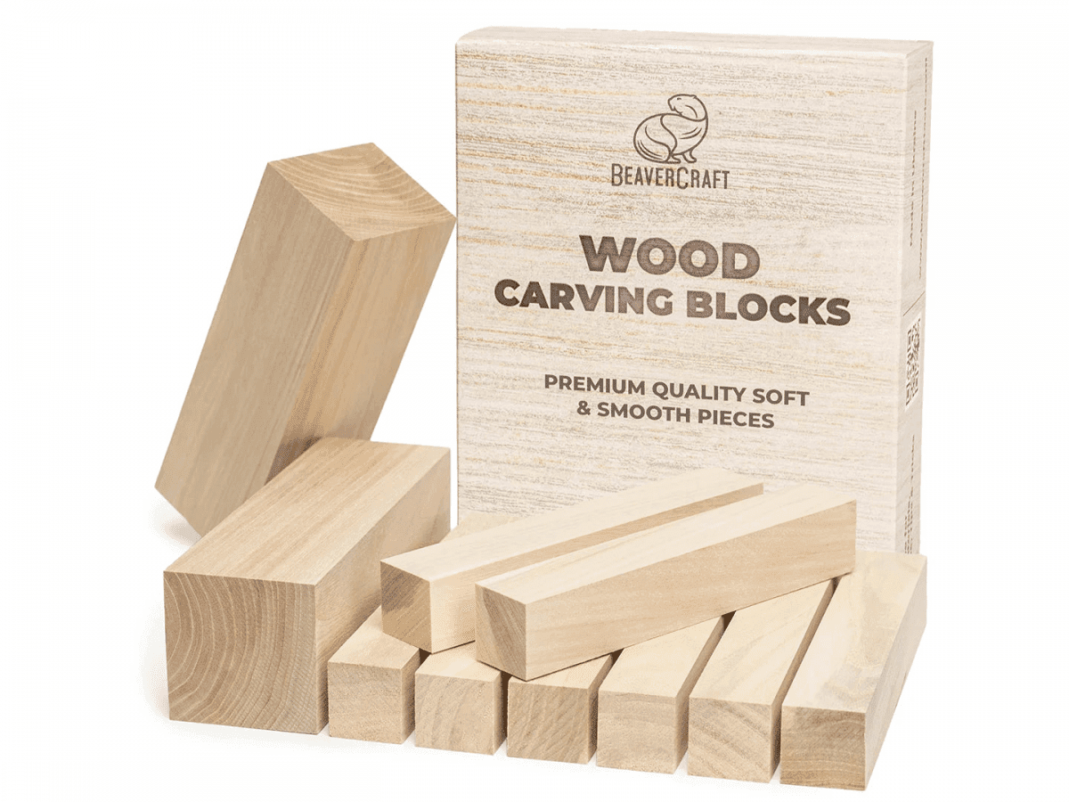 BeaverCraft Set Of Elm Carving Blocks 10 Pcs