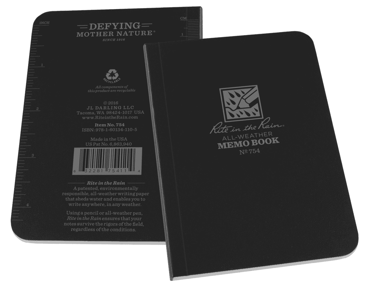 Rite In The Rain Memo Book, Field Flex-Cover, 8,9x12,7cm - Black