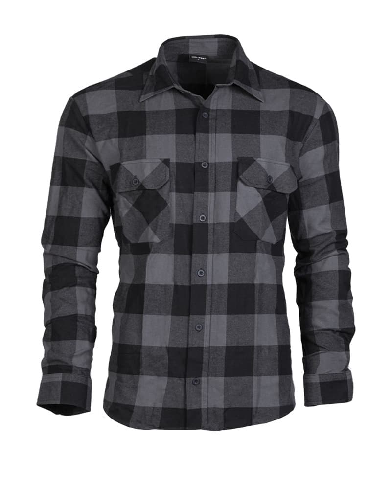 Mil-Tec Light Flannel Shirt - Black/Grey (Size: Large)