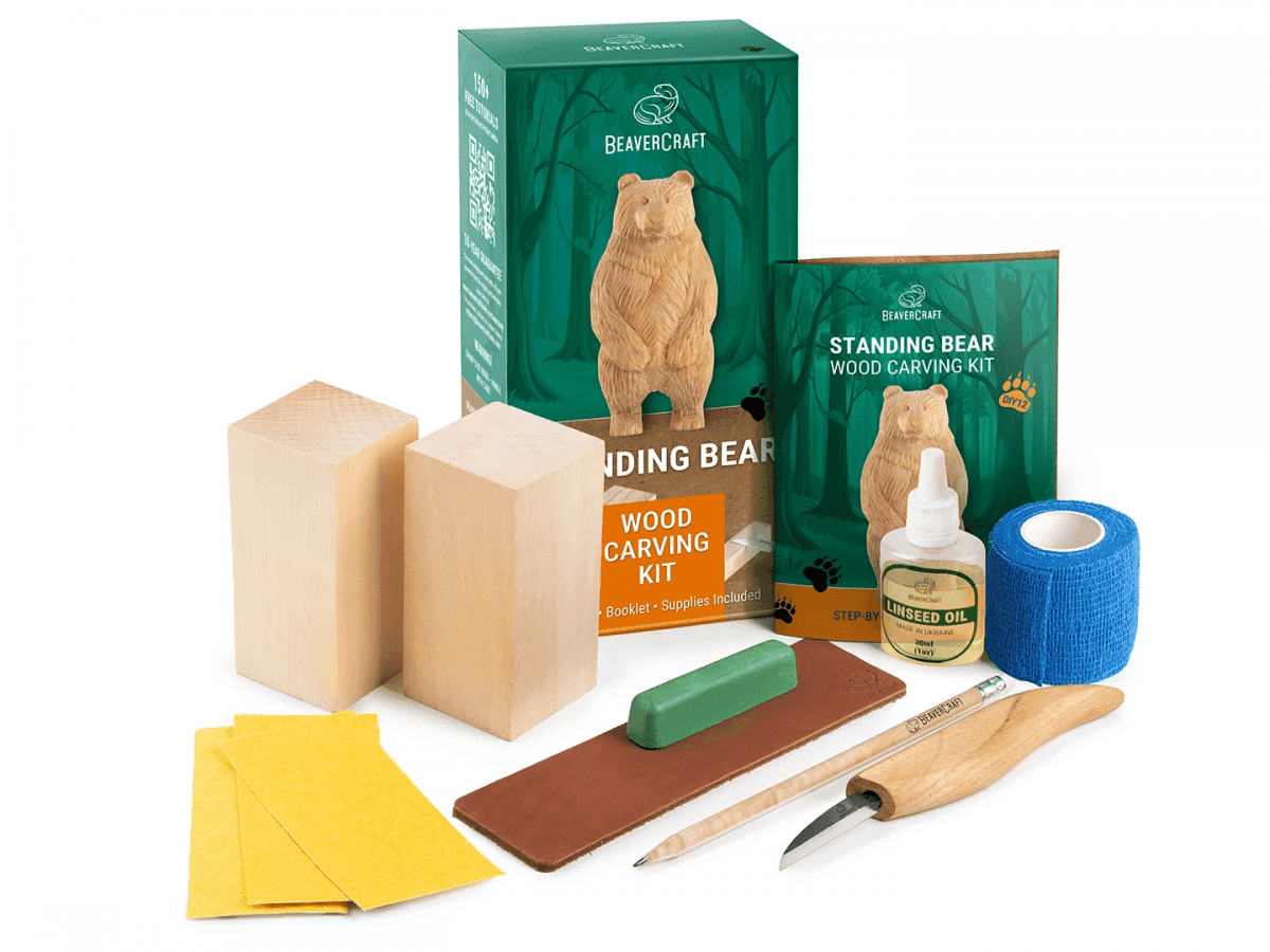 BeaverCraft DIY12 - Standing Bear Carving Kit