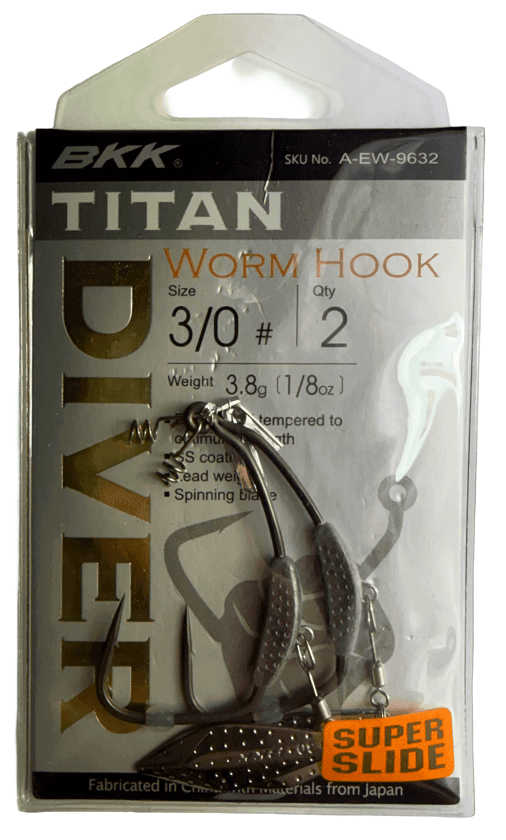 BKK Titan Diver Worm Hook 3/0 2pcs (Size: 3/0)