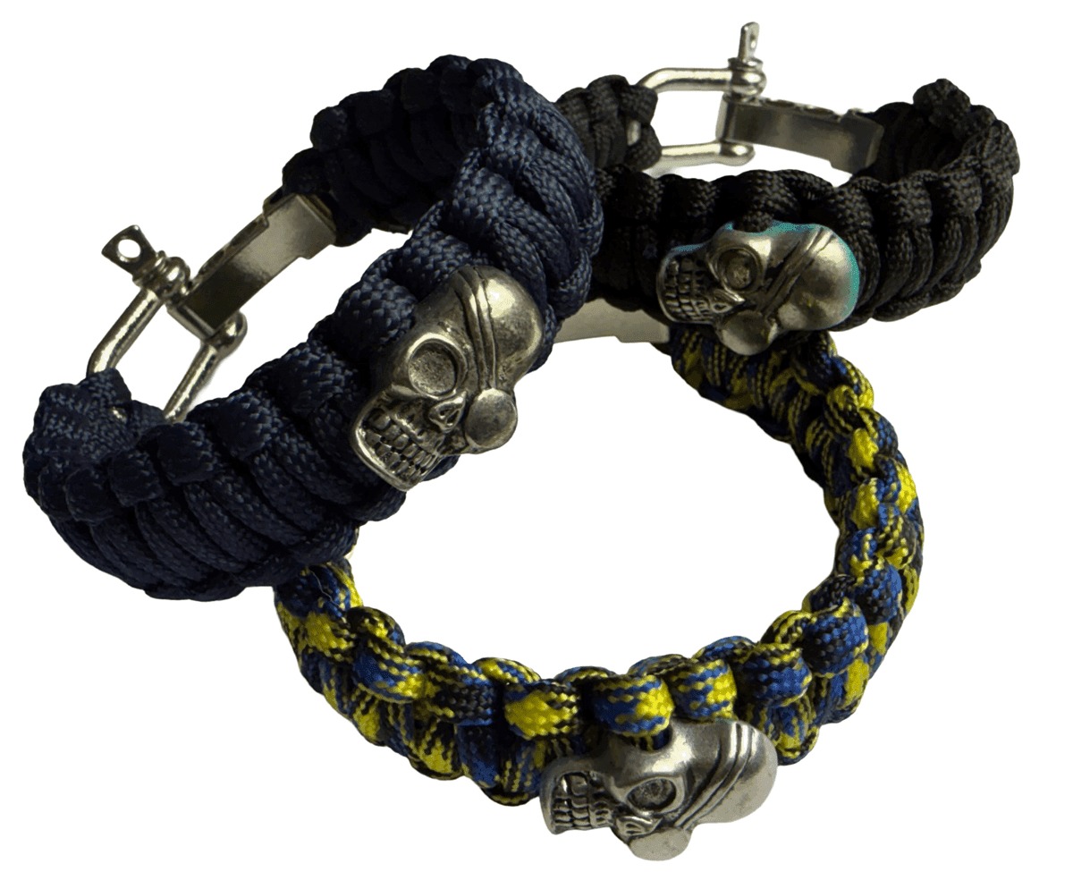 HLTD Paracord Bracelet Skull with Schackel 20mm (Color: BYB Snake)