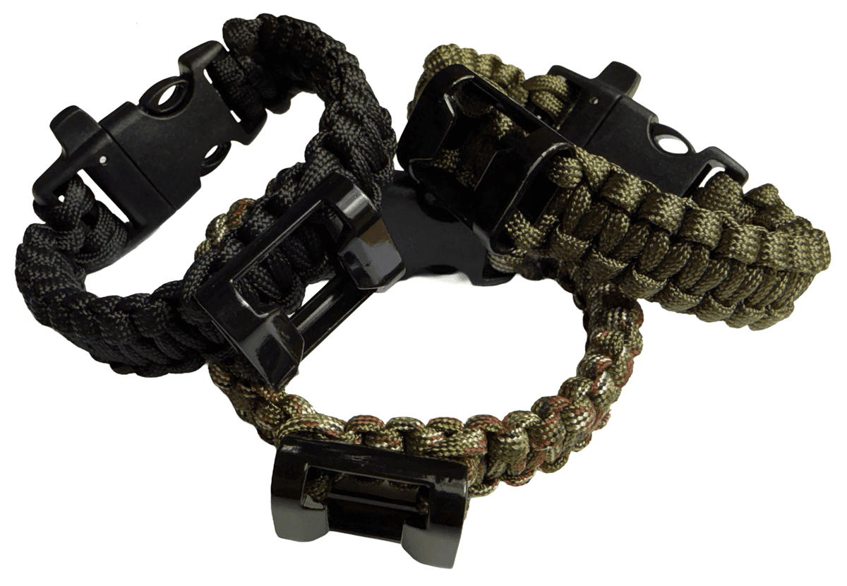 HLTD Paracord Bracelet with Bottle Opener and Whistle 25mm (Color: Olive)