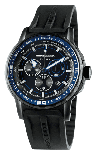 MomoDesign Pilot Pro Chrono Svart/Blå 46mm Gummi
