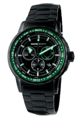 MomoDesign Pilot Pro Chrono Svart/Grön 46mm PVD stål