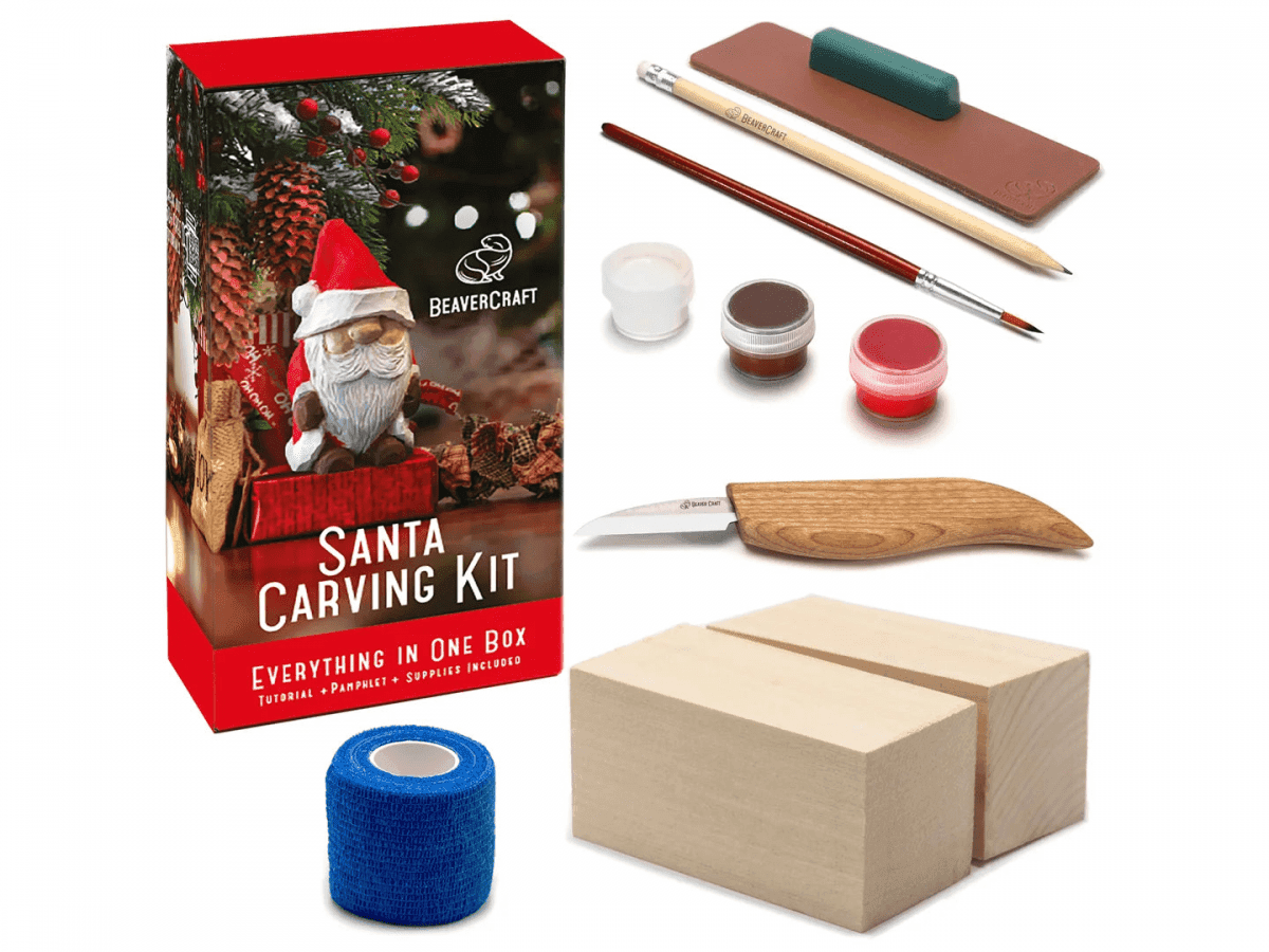 BeaverCraft DIY06 Santa Carving Kit – Complete Starter Whittling Kit for Beginners, Adults, Teens, and Kids