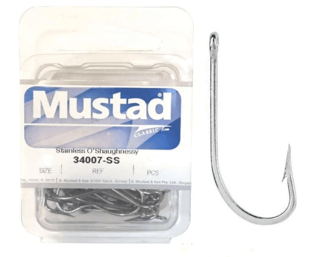 Mustad O'Shaughnessy Hook - Stainless Steel 25-Pack (Size: 1/0)
