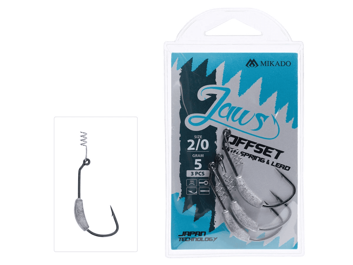 Mikado Jaws Offset Hooks With Spring And Lead 3 Pack (Size: 4/0 - 5 Gram)