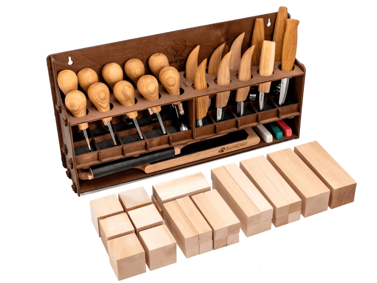 BeaverCraft S57 Large Wood Carving Tool Set with 20 Tools