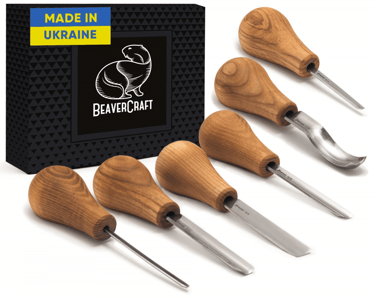BeaverCraft SC05 Woodcarving Set with Palm Chisels