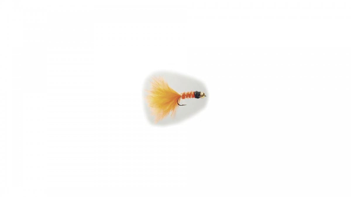 Wiggler Hurricane Streamer Orange Marabou Goldhead #8