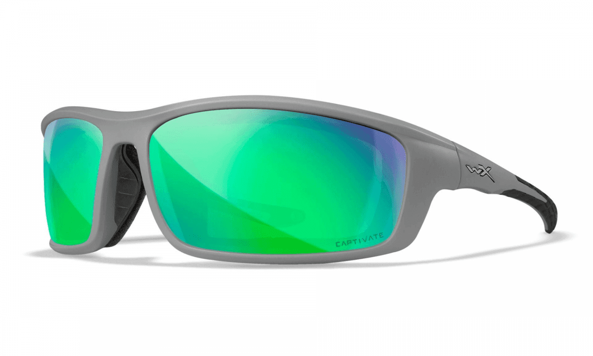 WileyX GRID CAPTIVATE Polarized Green Mirror Lenses Matte Cool Grey Frame