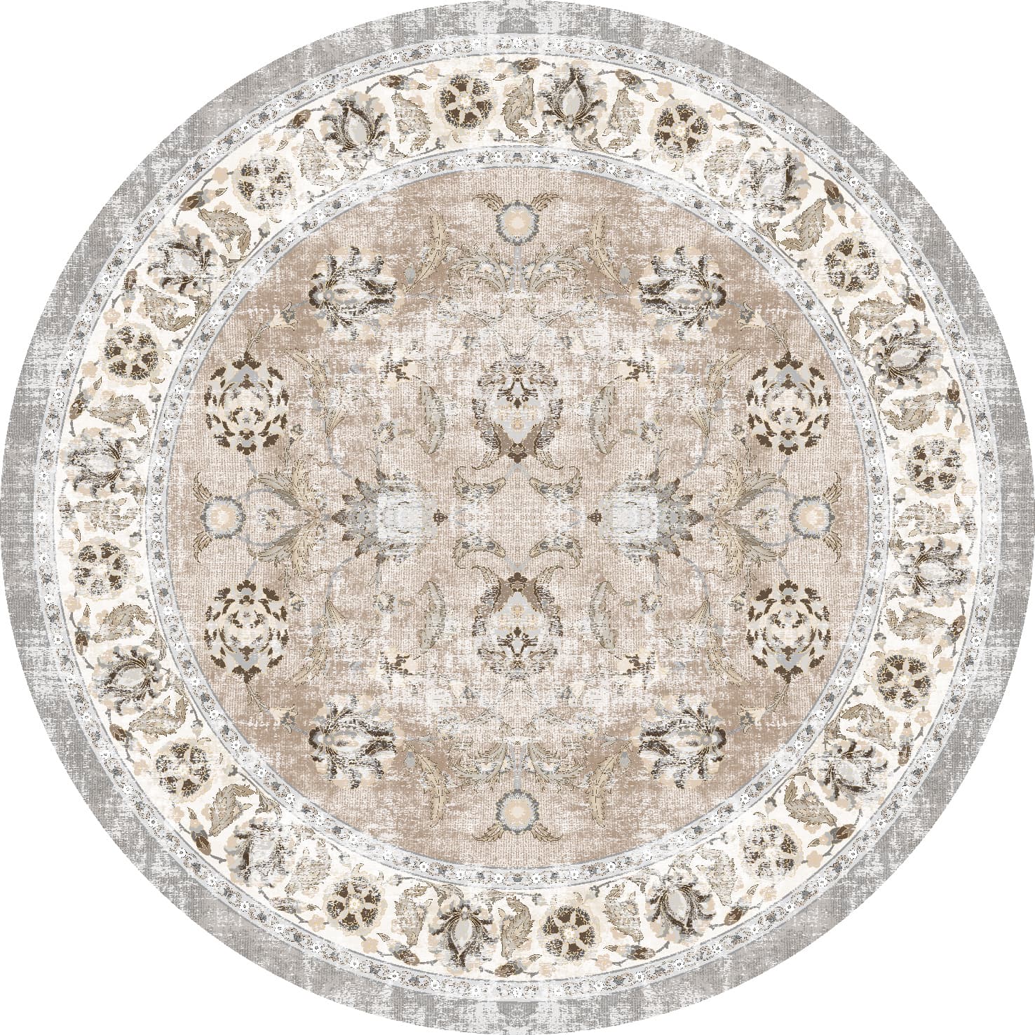 Runde tepper - Adeleine (beige) (Størrelse: Ø 200 cm)