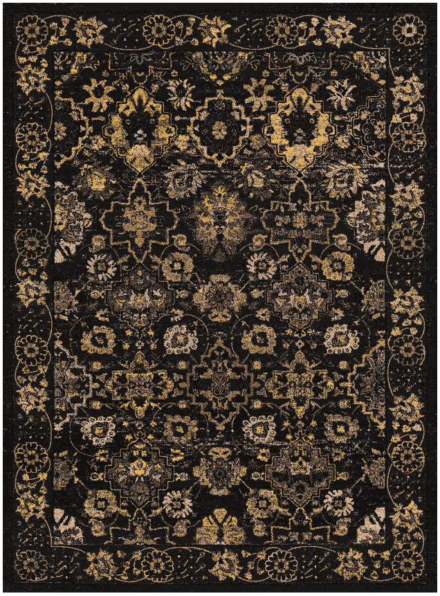 Wilton-teppe - Fernana (svart/gull) (Størrelse: 240 x 340 cm)