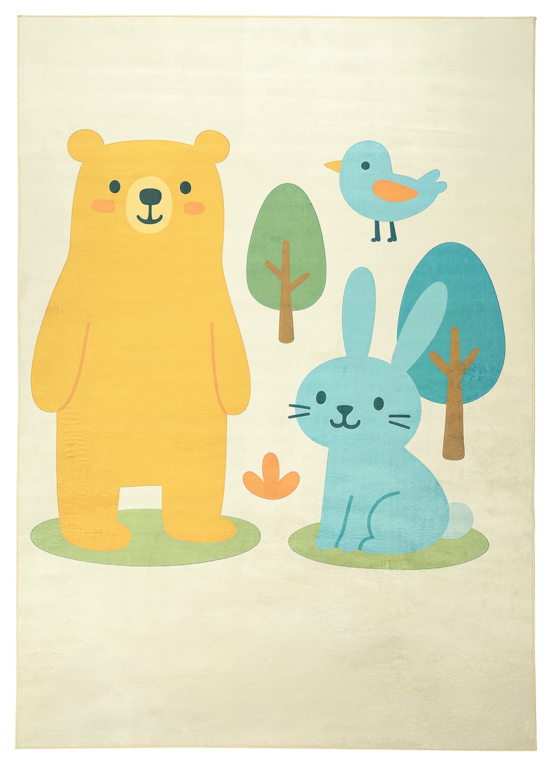 Barneteppe - Bear and Bunny (krem/multi) (Størrelse: 130 x 190 cm)